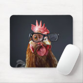 Grappige kip met een bril muismat (Met muis)