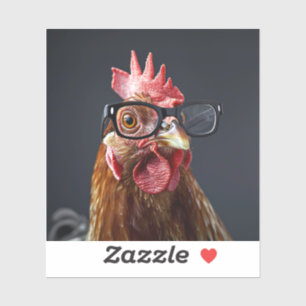 Grappige kip met een bril sticker
