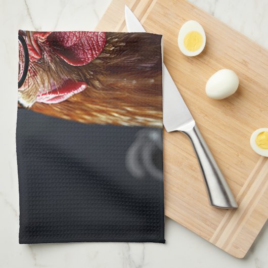 Grappige kip met een bril theedoek (Quarter Fold)