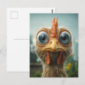Grappige Kip met Grote Ogen Close-Up Briefkaart (Voorkant / Achterkant)