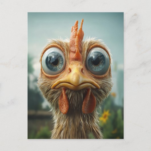 Grappige Kip met Grote Ogen Close-Up Briefkaart (Voorkant)