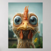 Grappige Kip met Grote Ogen Close-Up Poster (Voorkant)