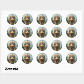 Grappige Kip Met Grote Ogen Close-Up Ronde Sticker (Vel)