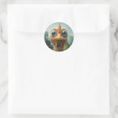 Grappige Kip Met Grote Ogen Close-Up Ronde Sticker (Tas)