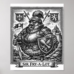 Grappige Kip Middeleeuwse Ridder Sir-fry-a-lot Kip Poster