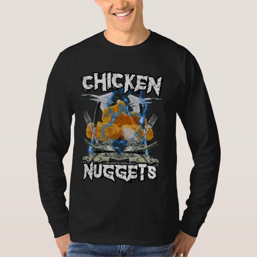 Grappige kip nugget bootleg hardcore vlammen meme t-shirt (Voorkant)