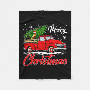 Grappige kip op rode vrachtwagen kerstboom Kerstmi Fleece Deken