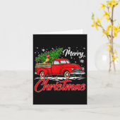 Grappige kip op rode vrachtwagen kerstboom Kerstmi Kaart (Gele Bloem)