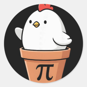 Grappige Kip Pot Pastei 3,14 Pi Nummer Wiskunde Do Ronde Sticker
