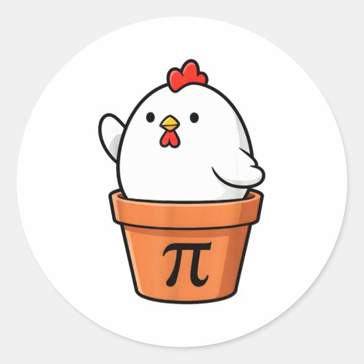 Grappige Kip Pot Pastei Gelukkige Pi Dag 3.14 Wisk Ronde Sticker (Voorkant)
