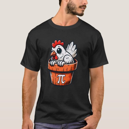 Grappige Kip Pot Pi Dag 3.14 Pi Symbool Wiskunde O T-shirt (Voorkant)