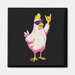 Grappige Kip Retro Stijl Cartoon Pluimvee Humor On Magneet