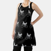 Grappige kip rijdt fiets wielrenner schattig dier schort (Insitu)