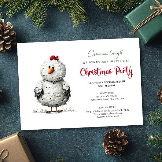 Grappige Kip Rode Groene Kerstfeest Uitprintbaar Kaart