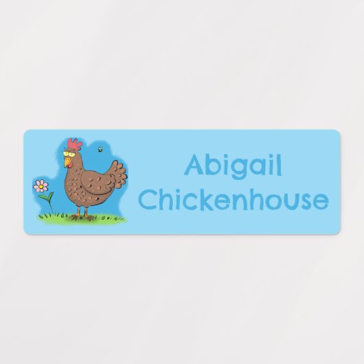 Grappige kip rustieke cartoon gepersonaliseerd labels (Design 1)