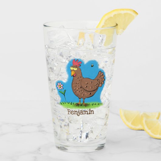 Grappige kip rustieke fantasievolle cartoon glas (Achterkant ijs)