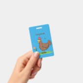 Grappige kip rustieke speelse cartoon badge (Handheld)