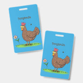 Grappige kip rustieke speelse cartoon badge (Voor- en achterkant)