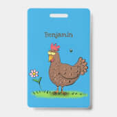Grappige kip rustieke speelse cartoon badge (Achterkant)