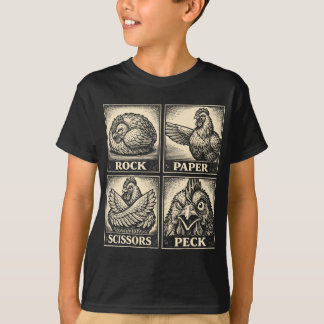 Grappige Kip Steen Papier Schaar Pikkende Kip Lief T-shirt