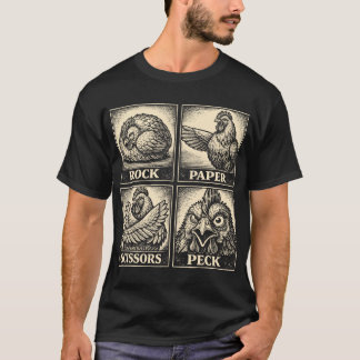 Grappige Kip Steen Papier Schaar Pikkende Kip Lief T-shirt