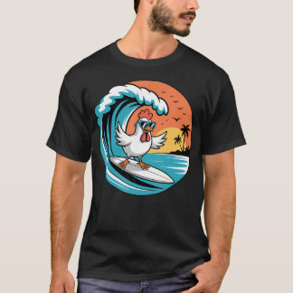 Grappige Kip Surfplank Strand Zomer Surfen T-shirt