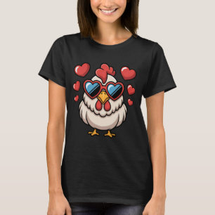 Grappige Kip Valentijnsdag Liefde Hart Zonnebril T-shirt