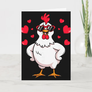 Grappige Kip Valentijnshart Sungles Humor Voor Co Kaart