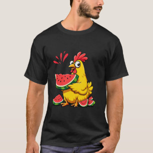 Grappige Kip Watermeloen Koel fruit watermeloen ma T-shirt