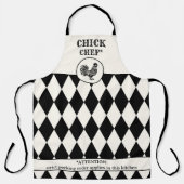 Grappige kip zwart en off-wit schort (Voorkant)