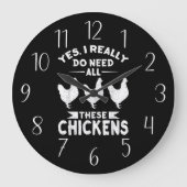 grappige kipliefhebbers woord kunst Grote klok (Voorkant)