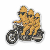 Grappige kipnuggets die op een motor rijden sticker (Voorkant)