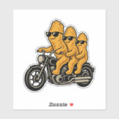 Grappige kipnuggets die op een motor rijden sticker (Vel)