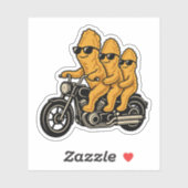 Grappige kipnuggets die op een motor rijden sticker (Vel)