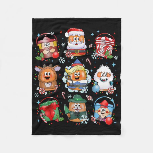 Grappige Kipnuggets Kerstman Rendier Prettig K Fleece Deken (Voorkant)