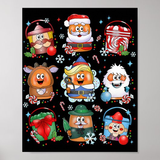 Grappige Kipnuggets Kerstman Rendier Vrolijk K Poster (Voorkant)