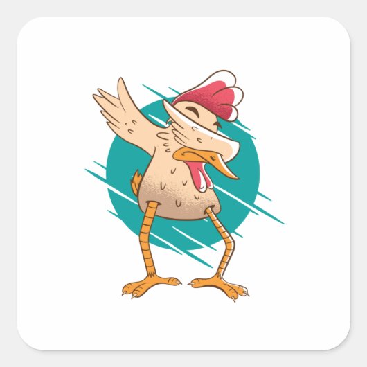 Grappige Kippen Dans Vierkante Sticker (Voorkant)