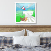 Grappige Kippen Die De Weg Oversteken Canvasprint Canvas Afdruk (Insitu (Slaapkamer))