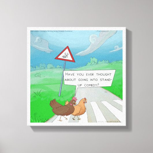 Grappige Kippen Die De Weg Oversteken Canvasprint Canvas Afdruk (Voorkant)