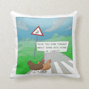 Grappige Kippen Die De Weg Oversteken Worp Kussen