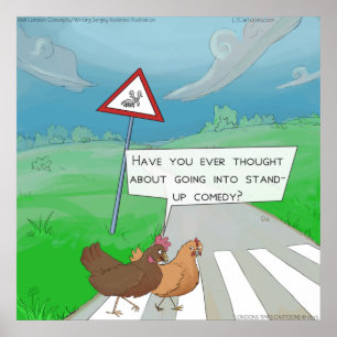 Grappige Kippen Die Weg Cartoon Poster