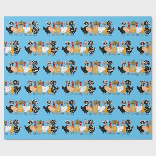 Grappige Kippen en Poolse Kippen Cadeaupapier (Vlak)