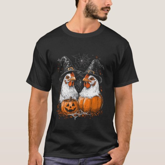 Grappige kippen Heksen Heksen Halloween Kostuum T-shirt (Voorkant)