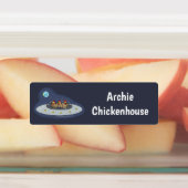 Grappige kippen in de ruimte cartoon gepersonalise labels (Aangebracht)