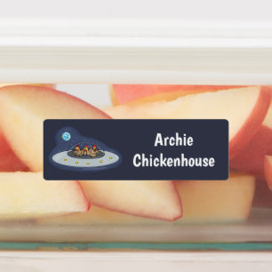 Grappige kippen in de ruimte cartoon gepersonalise labels