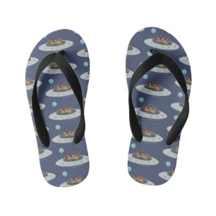 Grappige kippen in ruimte cartoon illustratie kinder teenslippers