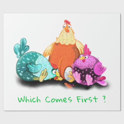 Grappige kippen inpakpapier (Vlak)