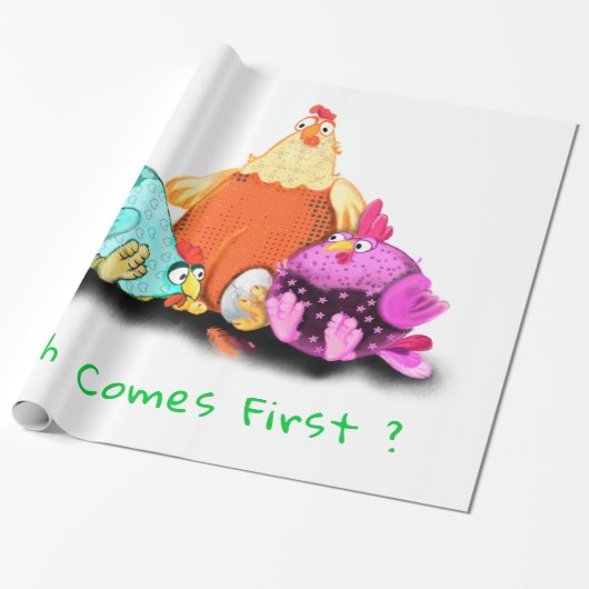 Grappige kippen inpakpapier (Uitgerold)