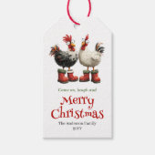 Grappige Kippen Kerst Cadeaubijslage Aangepast Ont Cadeaulabel (Voorkant)