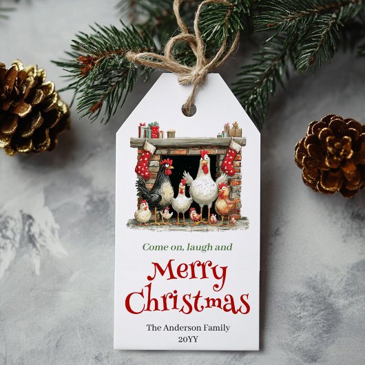 Grappige Kippen Kerst Cadeautag Sjabloon Cadeaulabel